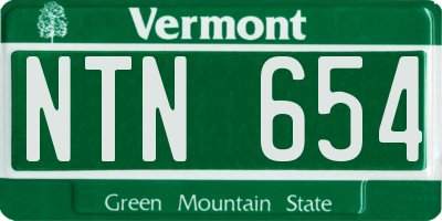 VT license plate NTN654