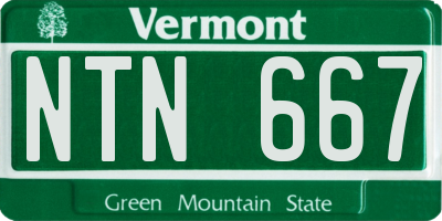VT license plate NTN667