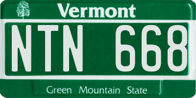 VT license plate NTN668