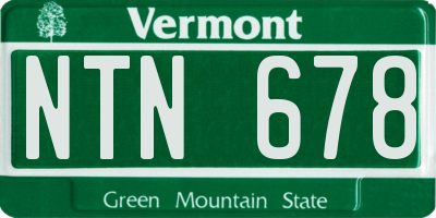 VT license plate NTN678