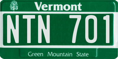 VT license plate NTN701