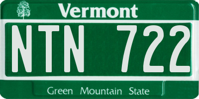 VT license plate NTN722