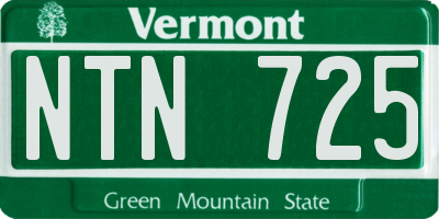 VT license plate NTN725