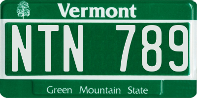 VT license plate NTN789