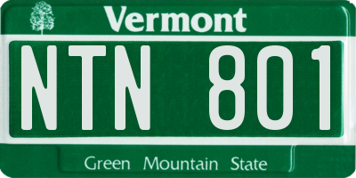 VT license plate NTN801
