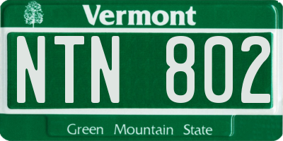 VT license plate NTN802