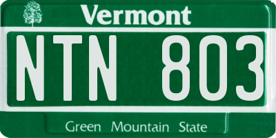 VT license plate NTN803