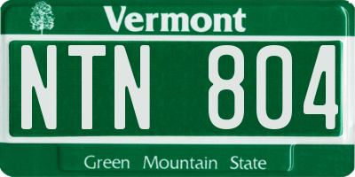 VT license plate NTN804
