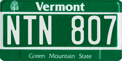 VT license plate NTN807