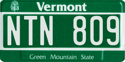 VT license plate NTN809