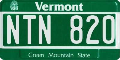 VT license plate NTN820