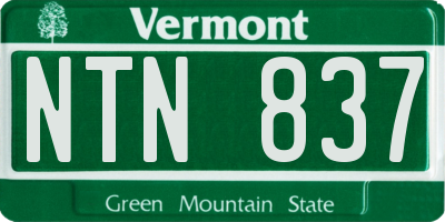 VT license plate NTN837