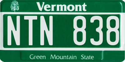 VT license plate NTN838