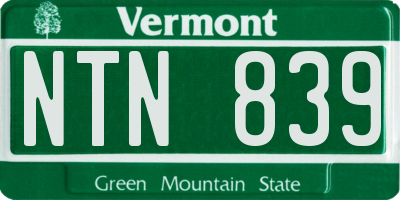 VT license plate NTN839