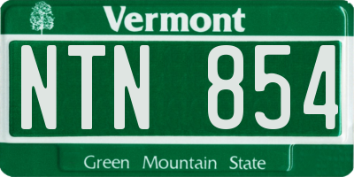 VT license plate NTN854