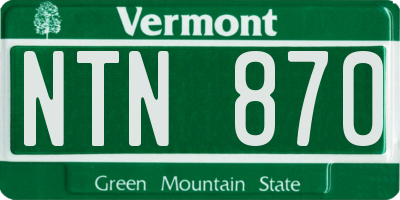 VT license plate NTN870