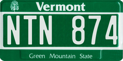 VT license plate NTN874