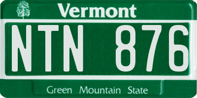 VT license plate NTN876