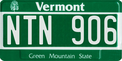 VT license plate NTN906