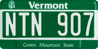 VT license plate NTN907