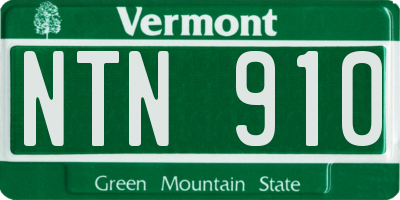 VT license plate NTN910