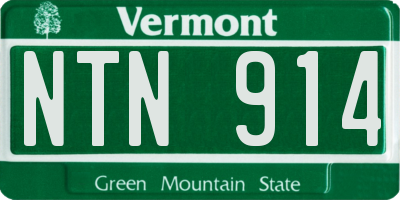 VT license plate NTN914