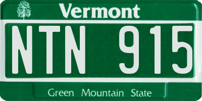 VT license plate NTN915