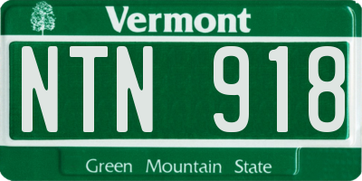 VT license plate NTN918