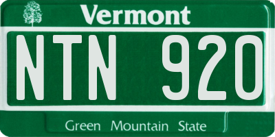 VT license plate NTN920