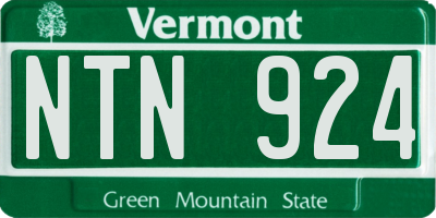 VT license plate NTN924