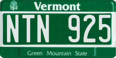 VT license plate NTN925