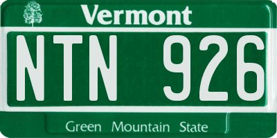 VT license plate NTN926