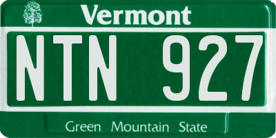 VT license plate NTN927