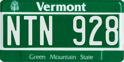 VT license plate NTN928
