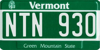 VT license plate NTN930