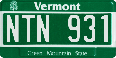 VT license plate NTN931
