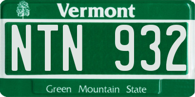 VT license plate NTN932