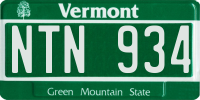 VT license plate NTN934