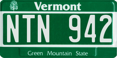 VT license plate NTN942