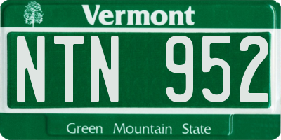 VT license plate NTN952
