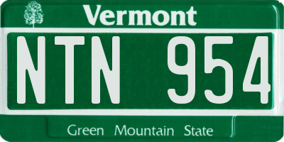 VT license plate NTN954