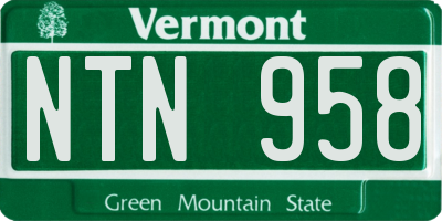 VT license plate NTN958