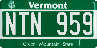 VT license plate NTN959