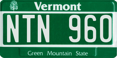 VT license plate NTN960
