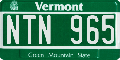 VT license plate NTN965