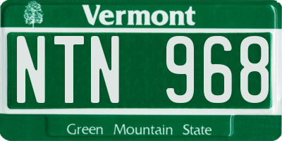 VT license plate NTN968