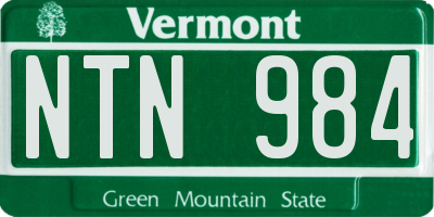VT license plate NTN984