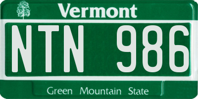 VT license plate NTN986