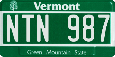 VT license plate NTN987
