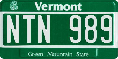 VT license plate NTN989